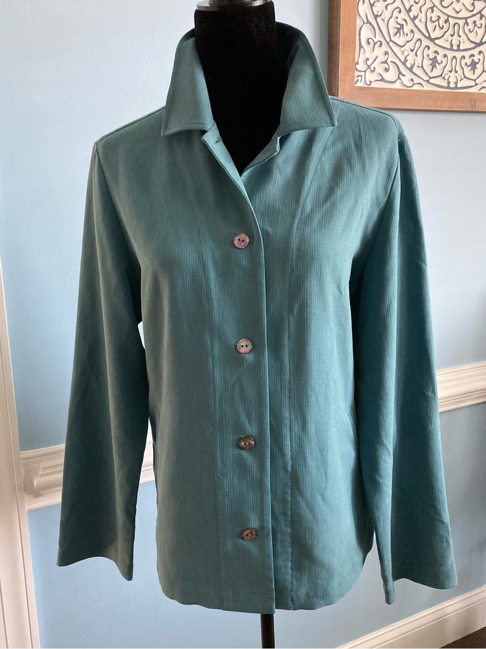 SUMMER SALE! 100% Silk Vintage Tommy Bahama Camp Shirt Teal Size Medium